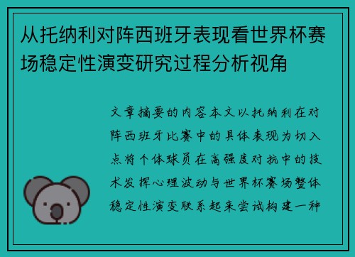 从托纳利对阵西班牙表现看世界杯赛场稳定性演变研究过程分析视角